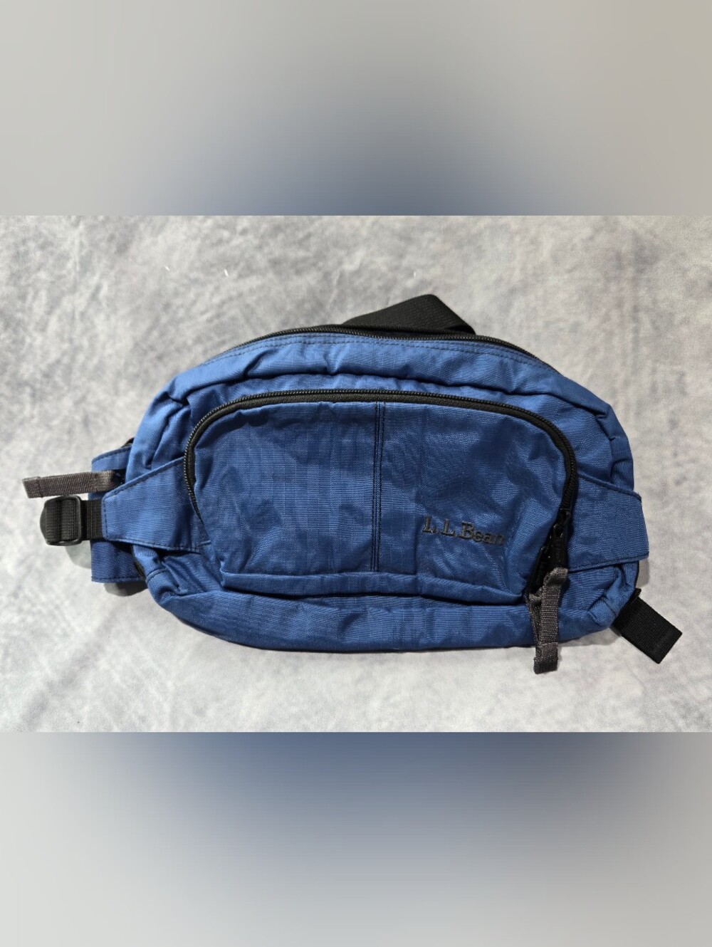LL Bean Fanny Pack Large Blue Nylon Waist Bum Bag Multiple Pockets Adjustable